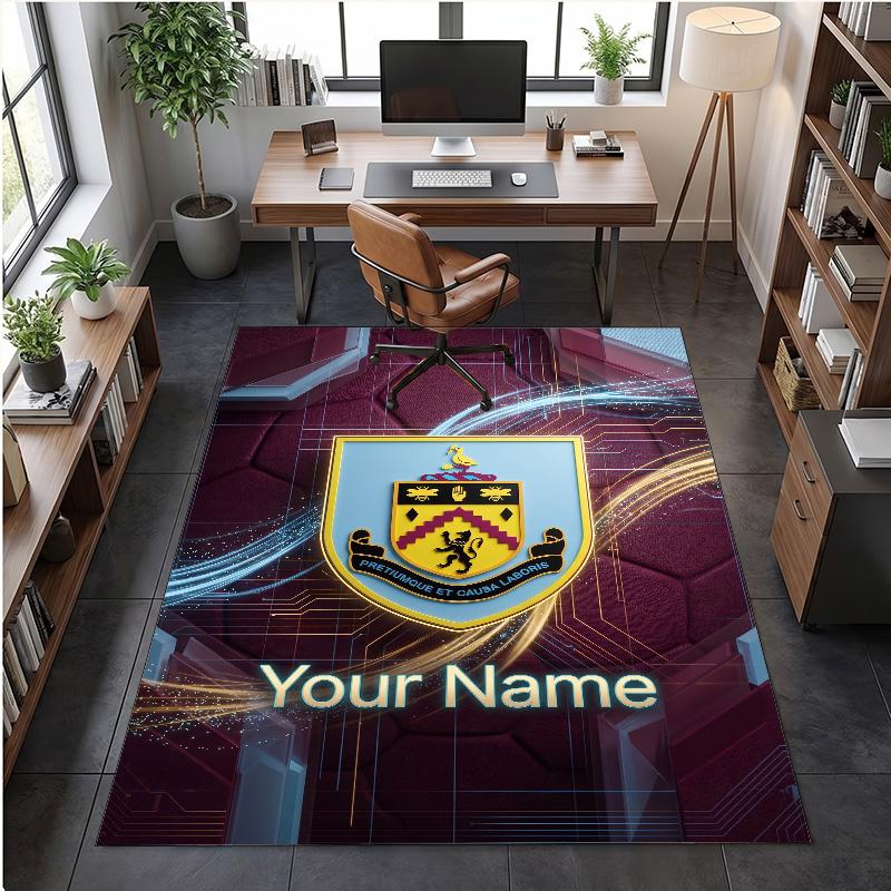 Crystal Velvet Rug Burnley Football Print Custom Name Text Floor Mat Home Decor