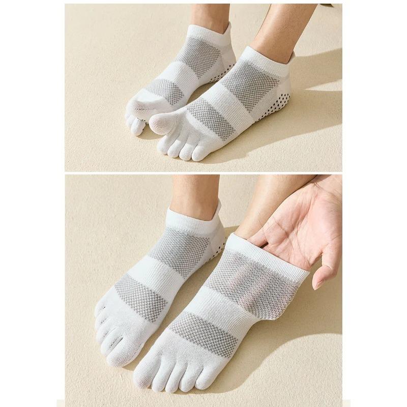 Yoga Pilates Five Finger Socks Ankle Men Non Slip Mesh Solid Simple Athletic Sport Boat Toe Socks