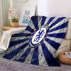 Chelsea Football Club Crest Flannel Blanket, Soft Polyester, Modern Design, All-Season for Camping, Travel, Gifts for holidays or birthdays