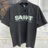 Unisex Unisex Couple Classic Green Box Logo Print Saint Tshirt Top Quality Cotton Oversized Tee Tops Vintage Washed Black T Shirt
