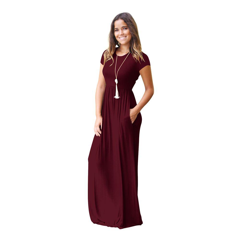 Elegant Women Boho Short Sleeve Solid Evening Party Maxi Dress Plus Size Delight