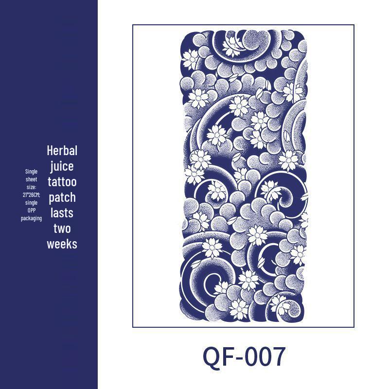 Men's Semi-Permanent Herbal Waterproof Tattoo Stickers - Long-Lasting, Non-Reflective Full Arm Cover