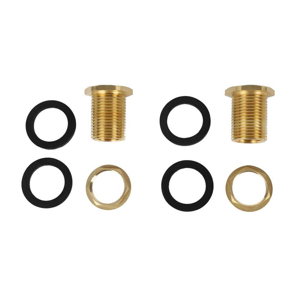 2-Pack Water Tank Connector, 1/2" Female NPT and 3/4" Male GHT, Solid Brass, Bulkhead Fitting with 2 Rubber O-Rings