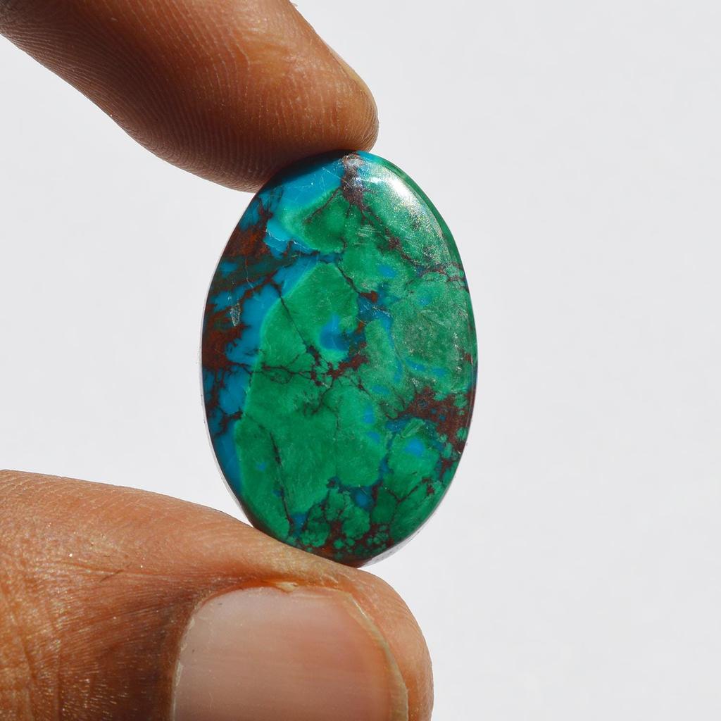Genuine Chrysocolla Cabochon - 23 Carats Natural Gemstone, Handcrafted Jewelry Supply, Size - 25x17x4.5 MM