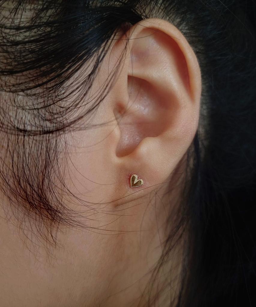 Helene Jewelry 14K Ray Heart Earrings