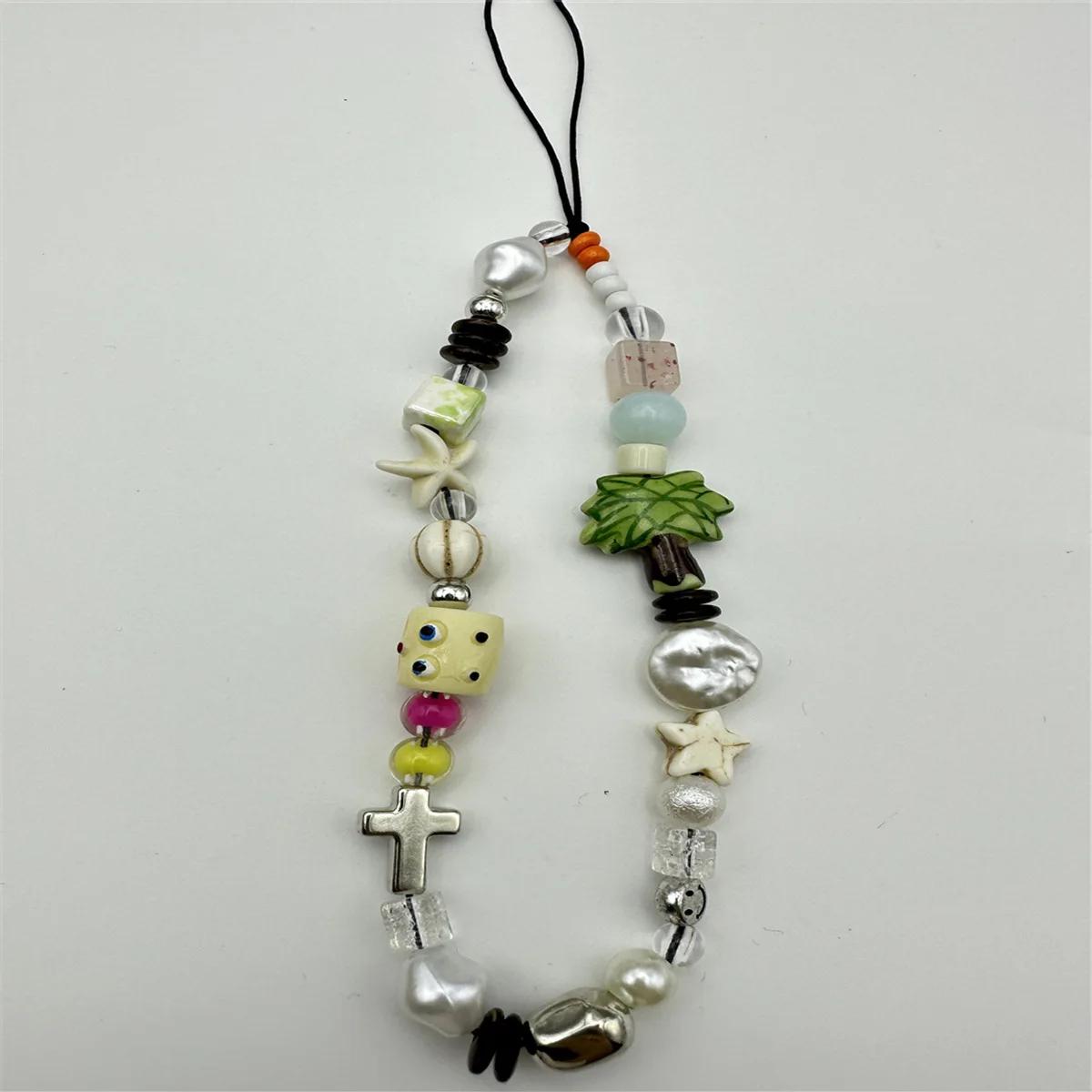 

Модные синие женские телефонные подвески с короткими ремешками для телефонов в стиле летнего океана для девочек, милые ретро-подвески для школьного рюкзака, аксессуары для телефонов