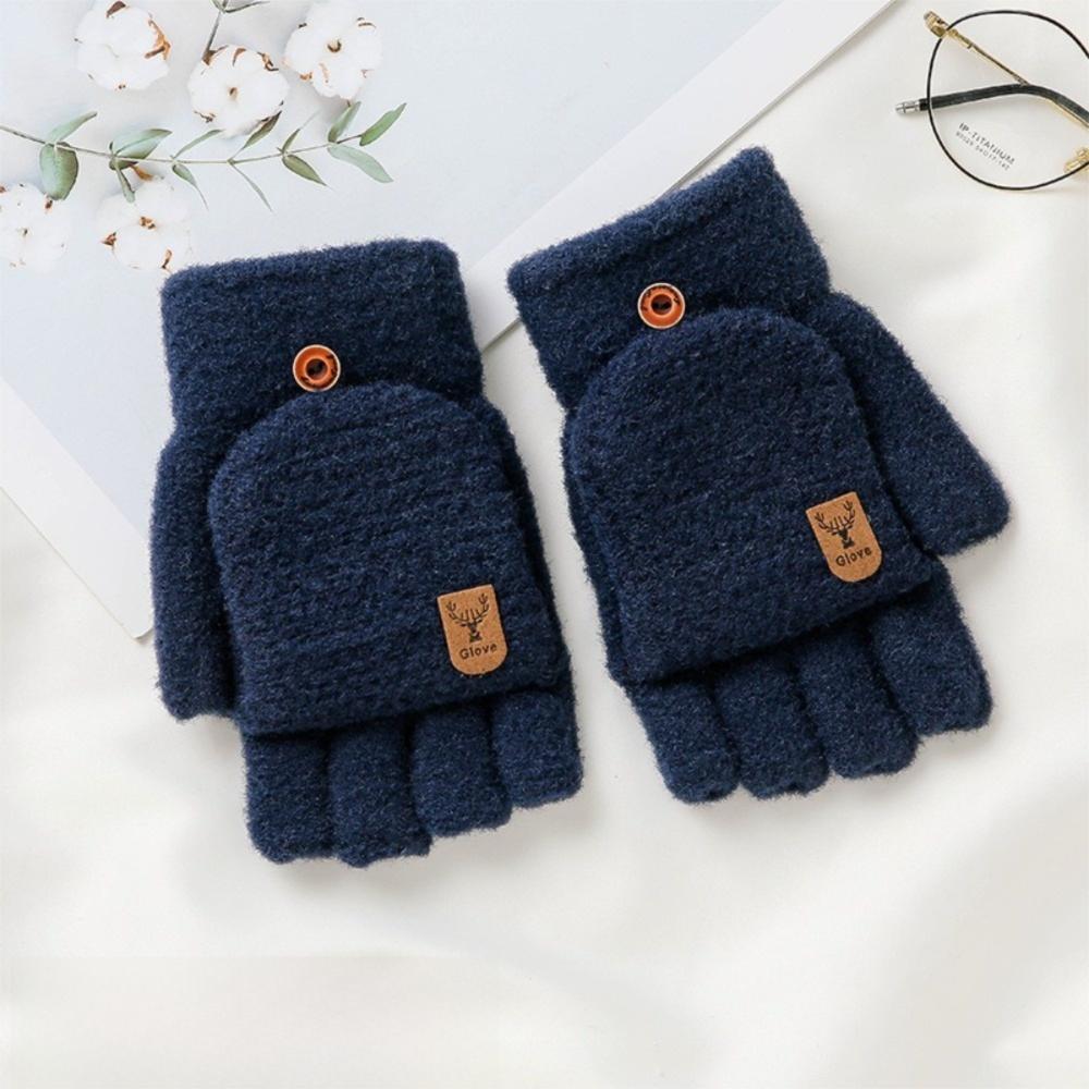 Warm Winter Knitted Gloves Thickened Writing Mittens Fashion Half Finger Mittens  for Men