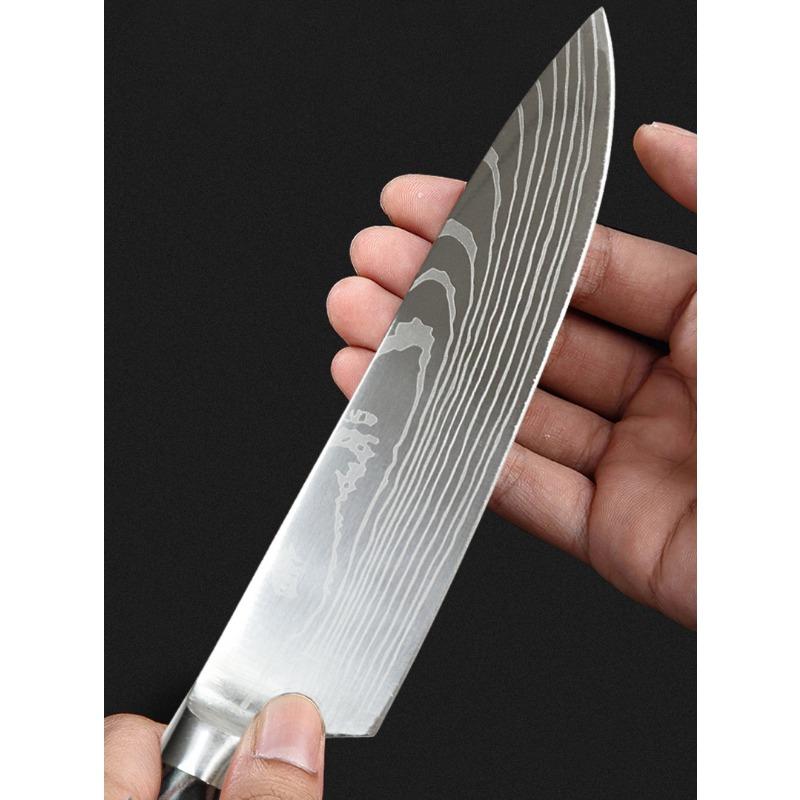 5pcs Sharp Damascus Pattern Professional Kitchen Knives Butcher Knife Bread Knife Hand-forged Stainless Steel Fruit Knife
