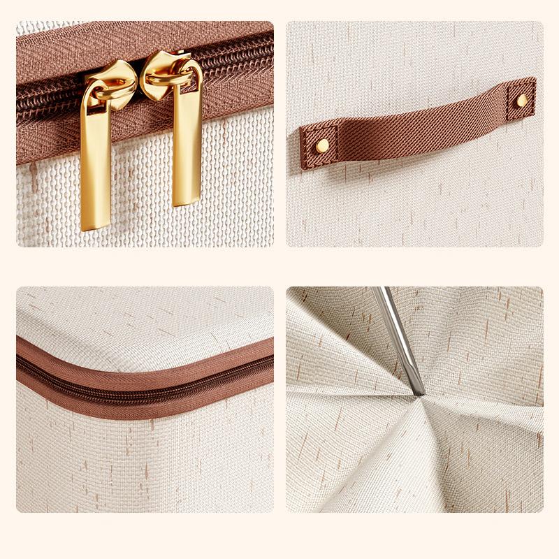 Linen Zipper Storage Boxes Large Capacity Non-Woven Fabric Clothing Organizer Bins Home Bedroom Closet Organization