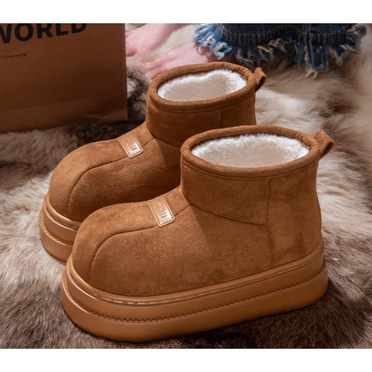 

36-45 Теплые хлопковые туфли на толстой подошве для женщин, Зимняя верхняя одежда, Противоскользящие, Устойчивые к запаху и Хлопковые тапочки на флисе для женщин 38-39