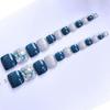 Sparkly Blue Rhinestone Handmade Removable Toe Nails - Glitter Finish