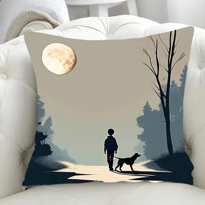 Car Living Room Sofa Cushion Cover Simple Couple Character Scene Pillow Cover Luxury Home Decoration Pillow Cover
