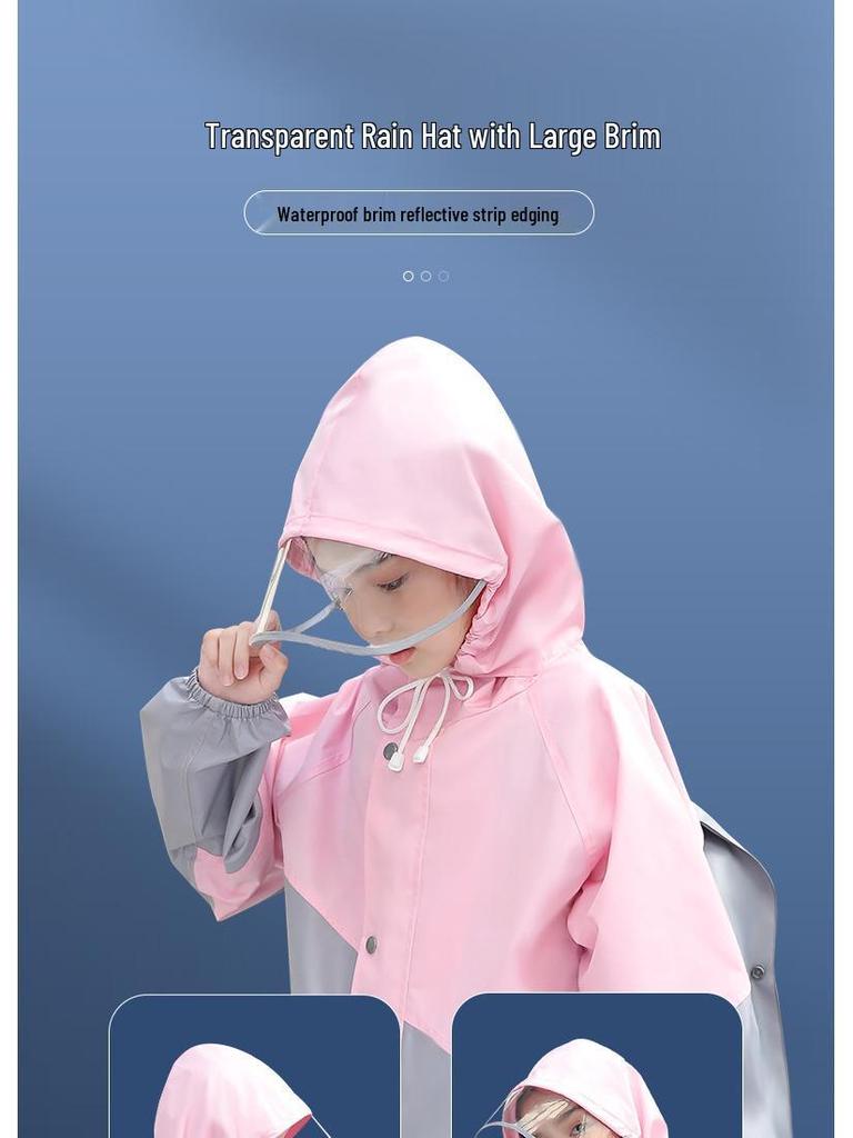 Kid's Raincoat & Pants Set with Large Brim and Backpack Slot for Boys and Girls