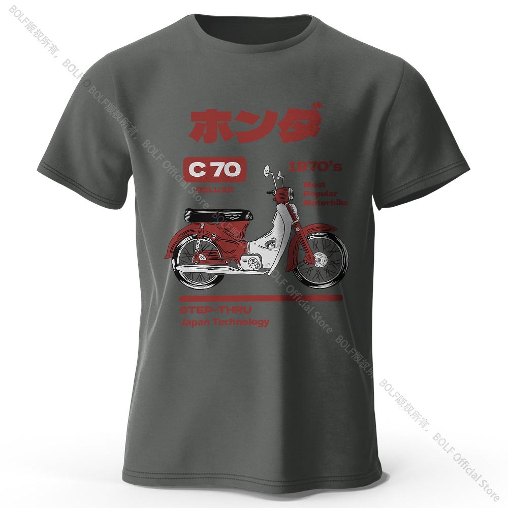 Japanischer Retro Motorrad Print 100% Baumwoll T-Shirt, Weich & Atmungsaktiv Rundhals Kurzarm T-Shirt Unisex Vintage-Stil Einteilig