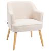 Armchair, Synthetic Linen Upholstered, Wooden Legs, 64.5 x 65 x 79.5 cm, Cream