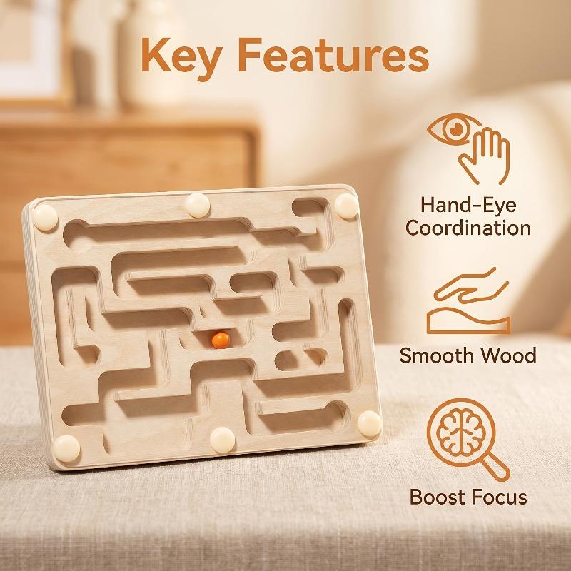 A Wooden Balance Maze Toy Made of Linden Plywood, Designed to Focus on Balance Training And Hand-Eye Coordination Through Fun Gameplay