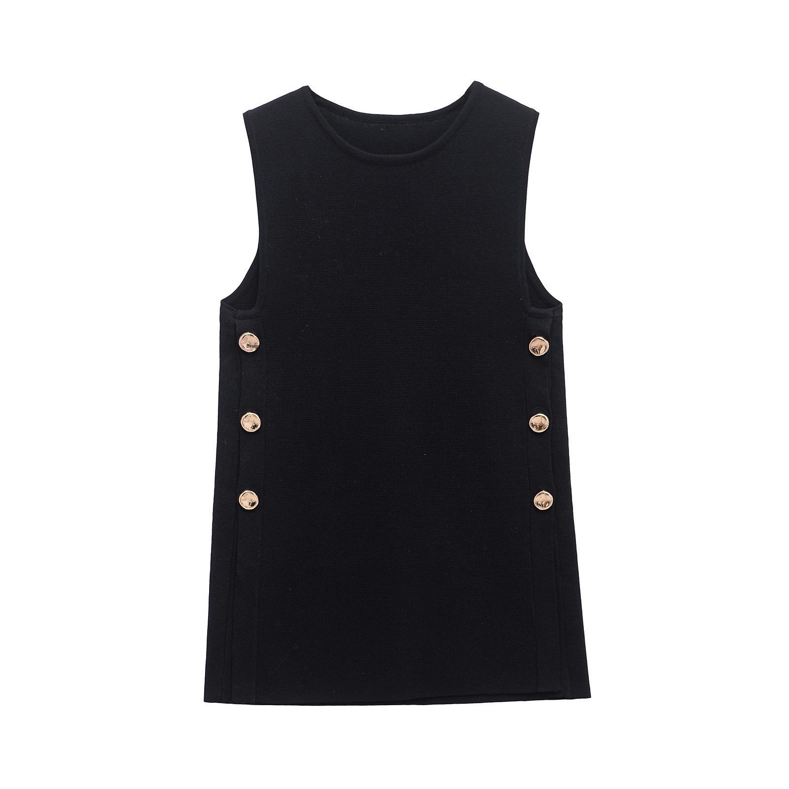 

ZARZ Женский Классический Модный Трикотаж с Декоративными Пуговицами сбоку Medium чёрный