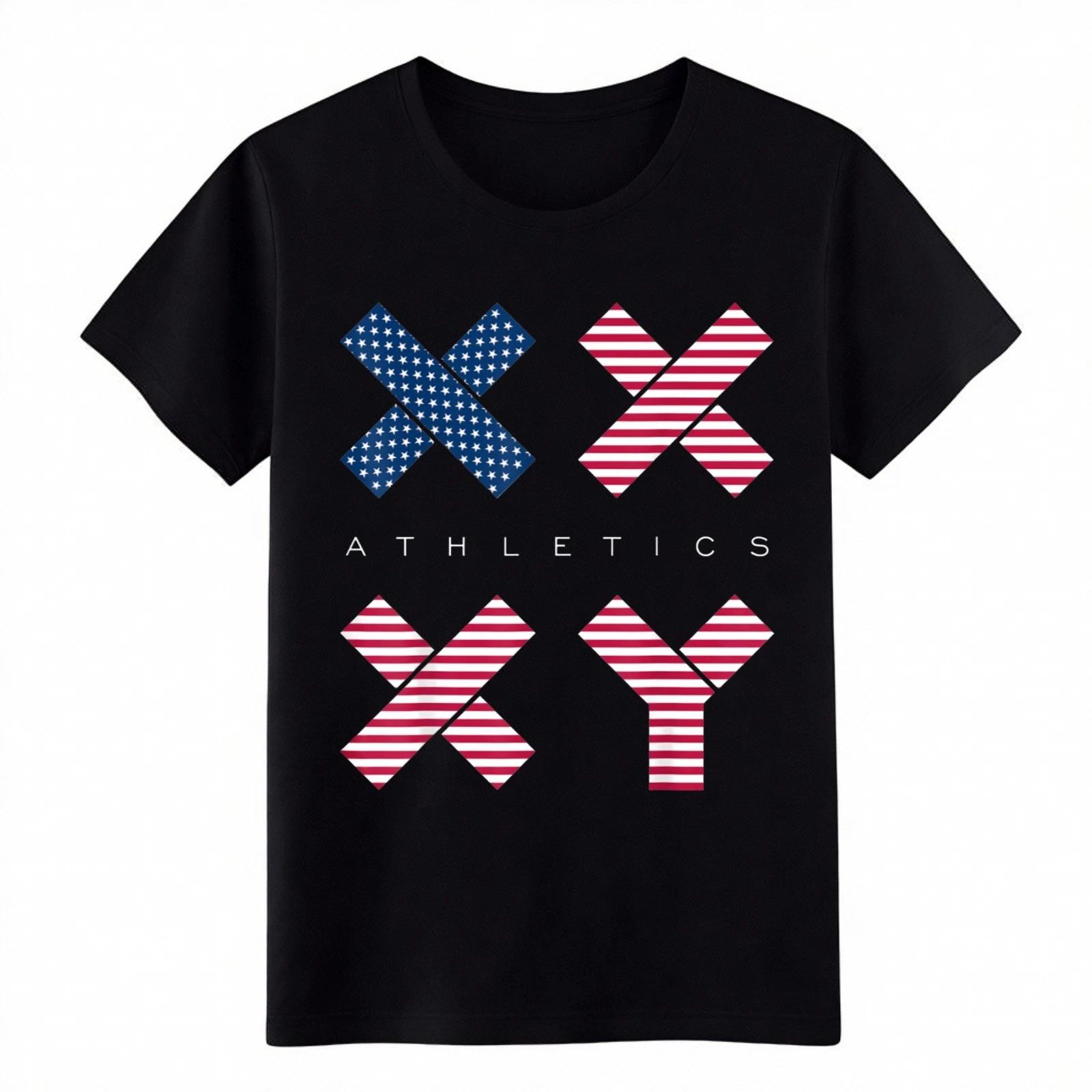 Trendy Patriotic XX XY Athletic Print Tee|Unisex Workout & Casual Hang T-Shirt 4XL