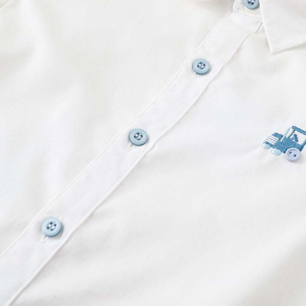 Boys Shirt White Cotton Long Sleeve Clothes for Toddler Boys Casual Top for Kids Aged 2-6 School Children