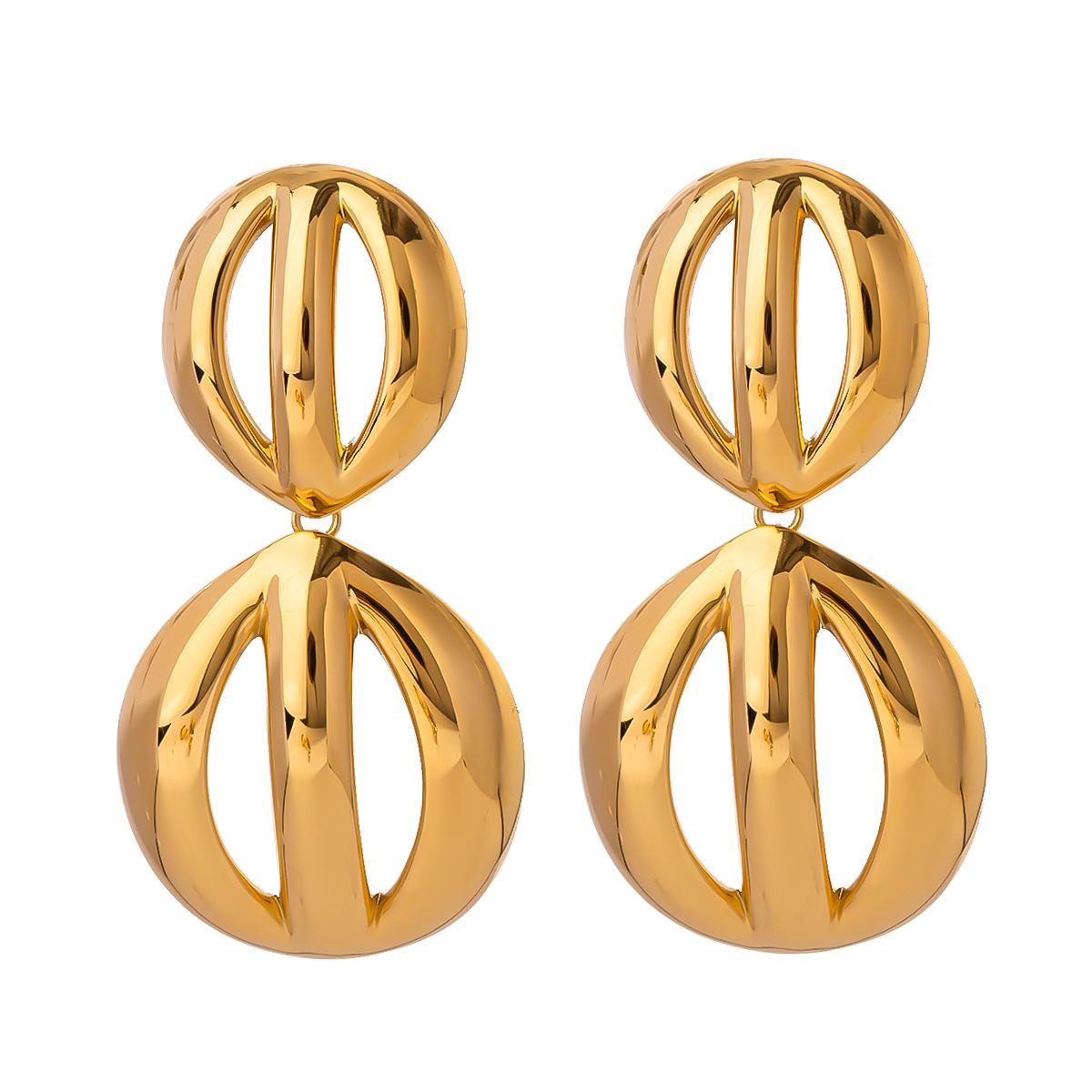 Yori Two Tone Silver Color Gold Color Tone Oval Earrings Metal Charm Texture Jewelry Accessories Xmas gift золотистый