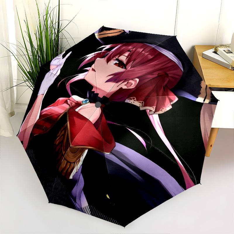 Houshou Marine  Pattern, Automatic Folding Umbrella, Portable and Foldable Design, 8 Ribs, a Christmas or Birthday Gift.