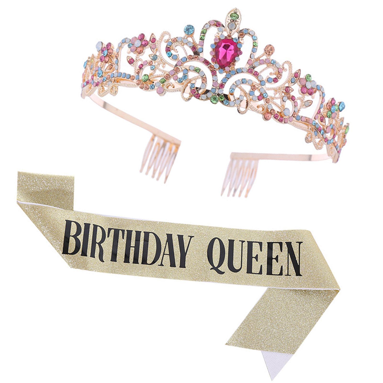 

Элегантная тиара со стразами и блестящая лента набор для женщин модный головной убор украшение аксессуары для вечеринки по случаю дня рождения 2