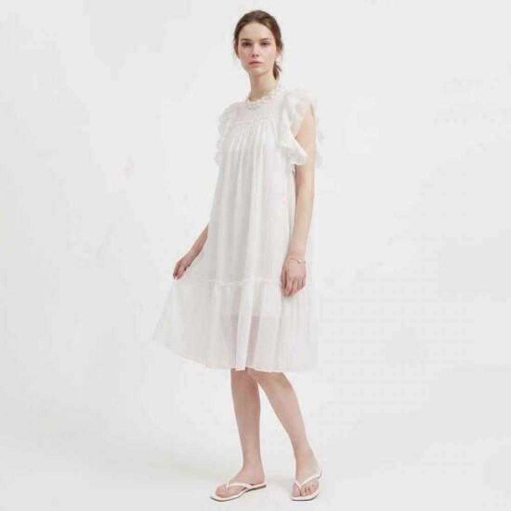 Shop Women S Pearl Lace Frill SleeveleSS Summer Midi dreSS Ivory Naru Wdr 2129
