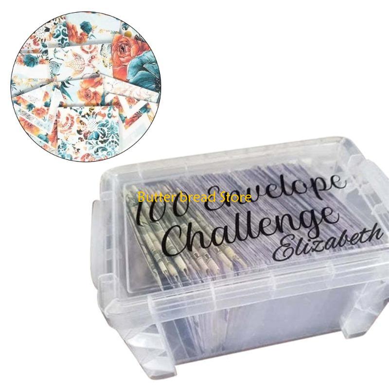 

W89C 100 Money Saving Envelope Challenge Kits with 100 Number Stickers and Clear Box