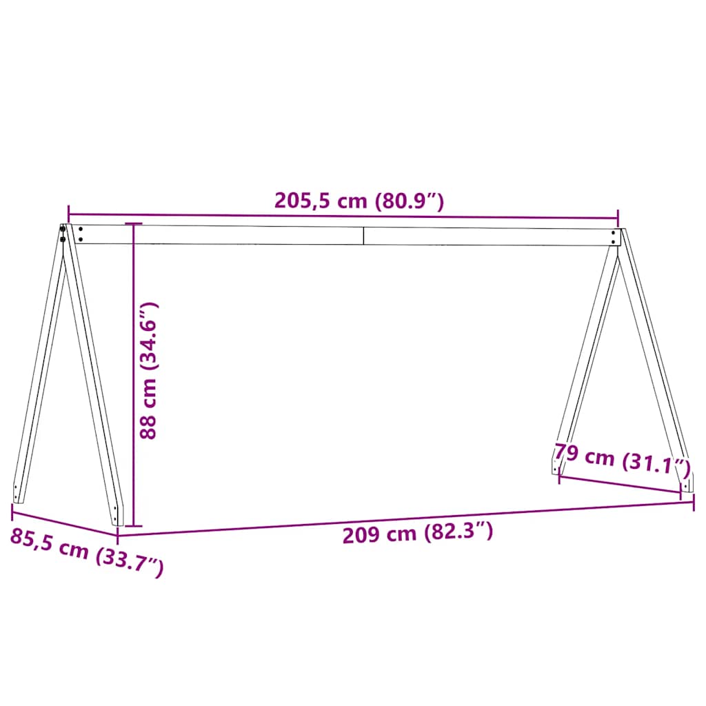 Kids Bed Canopy Wax Brown 209 x 85.5 x 88 cm Solid Pine Wood