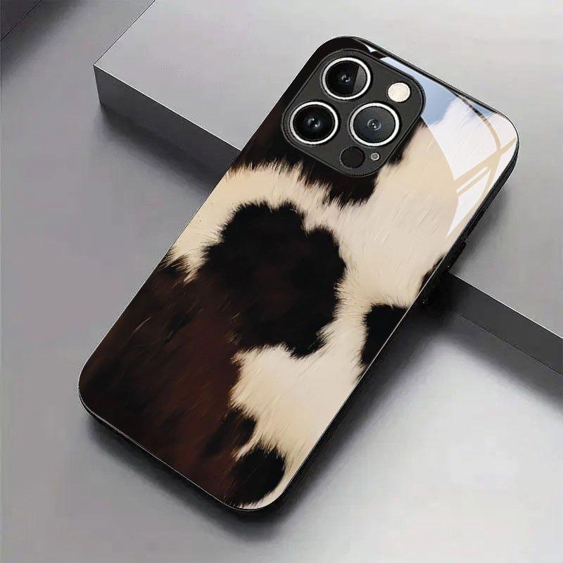 Schwarz Weiß Braun Felltextur Muster Gehärtetes Glas Schwarze Handyhülle Für Samsung Galaxy S25 S24 S23 Ultra Plus FE Hülle