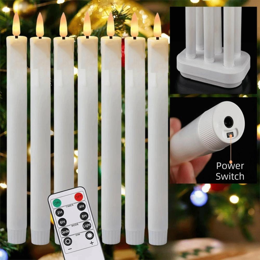Remote Controlled 3D Flame Flickering Candles Real Waxy Texture Fake Candle Lights  Christmas Décor