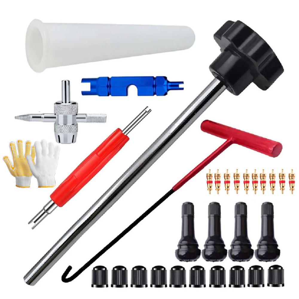 Ventilation Valve with Valve Core Quick Replacement Valve Tool Tire Free Valve Installation Tool Tire Remover Accessory Set