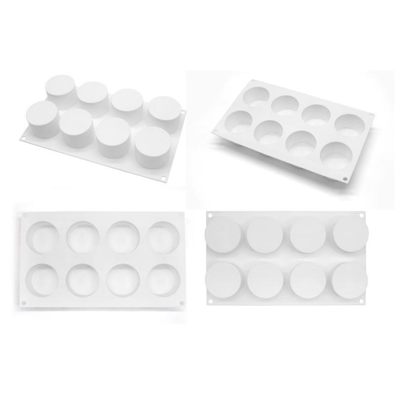 8-Cavity Cylindrical Silicone Mold - French Mousse Cake Chocolate Ice Cream DIY Baking Tool
