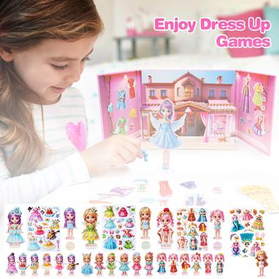 Magnetische Anziehpuppen, Papierpuppen für Mädchen im Alter von 4–10 Jahren, DIY-Prinzessinnen-Anziehpuppe, Rollenspielset zum Geburtstag