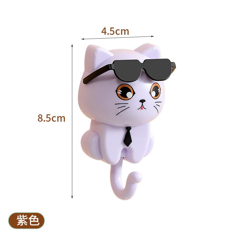 Kreativer Cartoon Kleiderhaken Schlüssel Cartoon Niedliche Schwarze Katze Kleidung Kappe Klebehaken Kein Loch Starkes Auge Rotation Katzenhaken