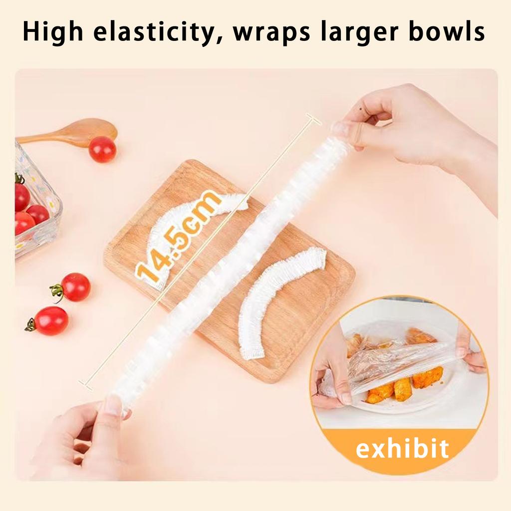 100pcs Disposable PE Food Wrap Bags Elastic Fresh Keeping Covers