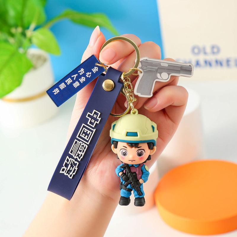 Firefighter Keychain: Cute 3D Traffic Police Pendant, Fashionable Event Gift