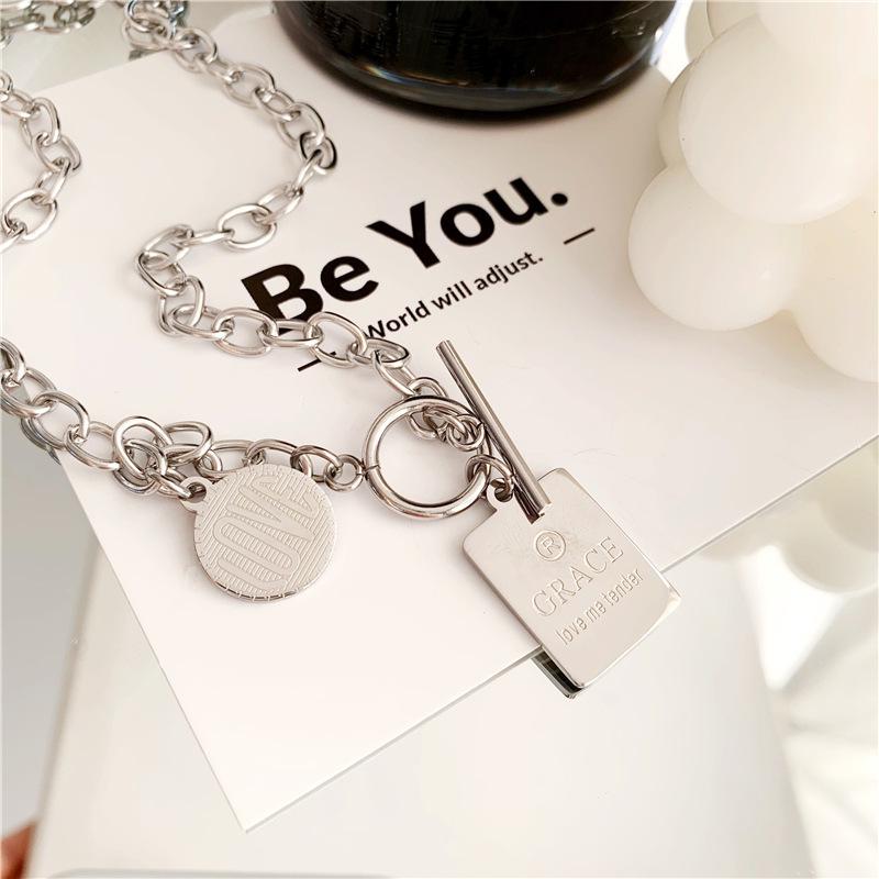 Unisex Titanium Steel Punk Necklace with Pendant - Trendy, Simple Clavicle and Sweater Chain