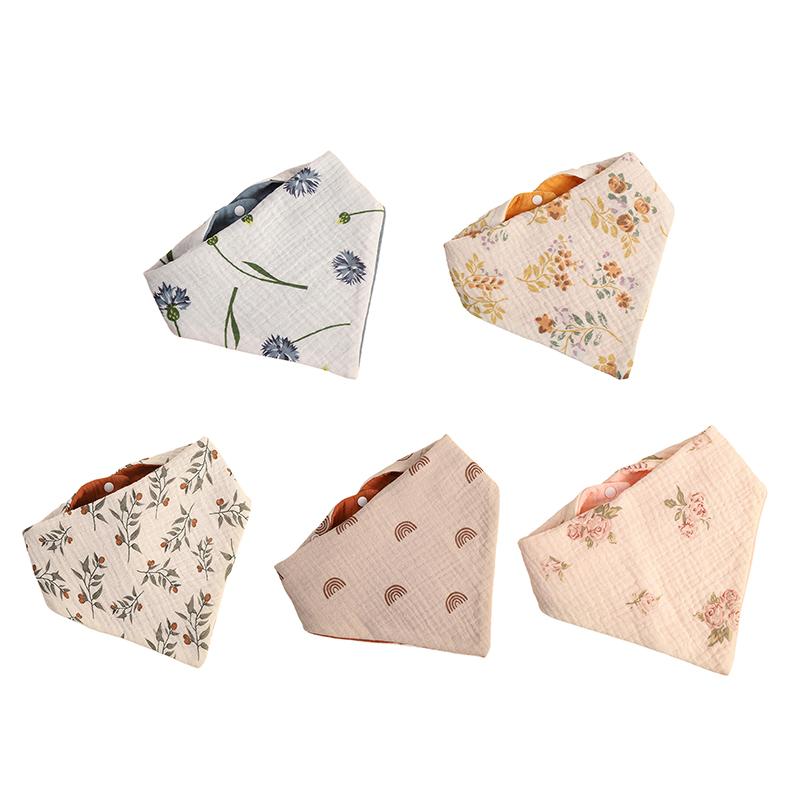 

Baby Bibs Muslin Cotton Stuff Newborn Snap Button Soft Cartoon Triangle Saliva Towel Burp Cloth Girls Boys Feeding Droolbibs
