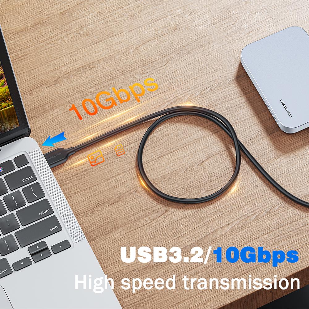 UGOURD USB3.2 10Gbps Cable USB 3.0/3.1/3.2 OTG Cable USB A to USB Type C Data Transfer SSD Hard Disk Cable 3A 60W QC 3.0