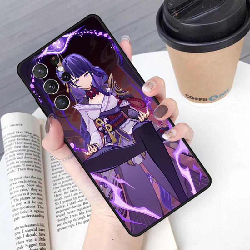 Genshin Raiden Shogun Phone Case Cover For Samsung Galaxy S24 S25 Ultra S21 S22 Ultra S10E Note 10 Plus Note 20 FE S23