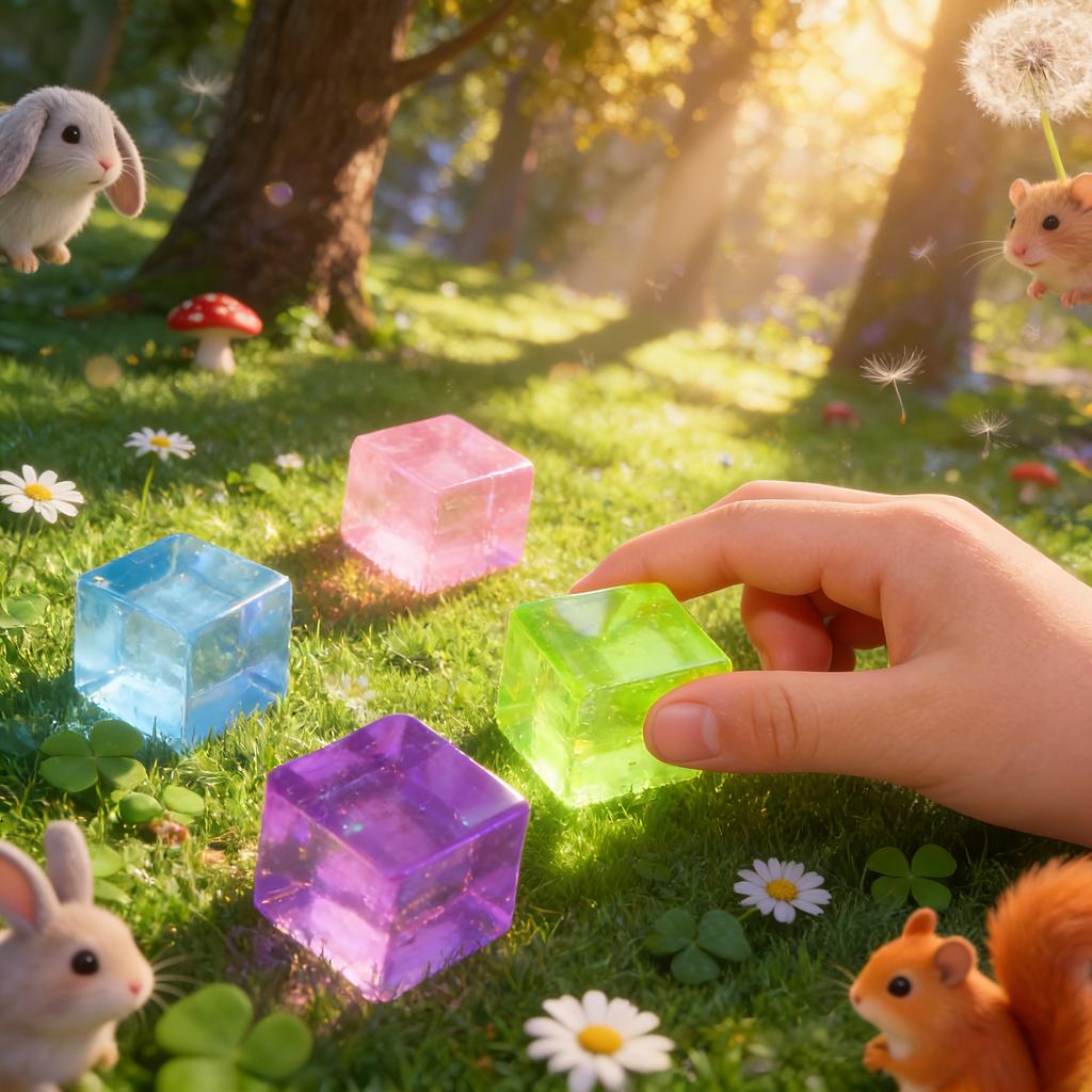 4 Stück Squishy Eiswürfel Spielzeug, Bunte Slow-Rebound Stressbälle für Kinder Erwachsene, Sensorische Fidget Geschenkbeutel, Weiches Quetschspielzeug