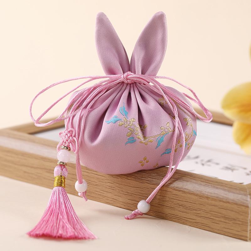 Rabbit Scented Sachets Tassel Pendant Coin Purse - Mid-Autumn Hanfu Embroidered Brocade Pouch