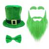 Green Tall Hat Beard for Saint Patrick Day with Bowtie Festival Decors Irish National Day Gathering Party Costume Props