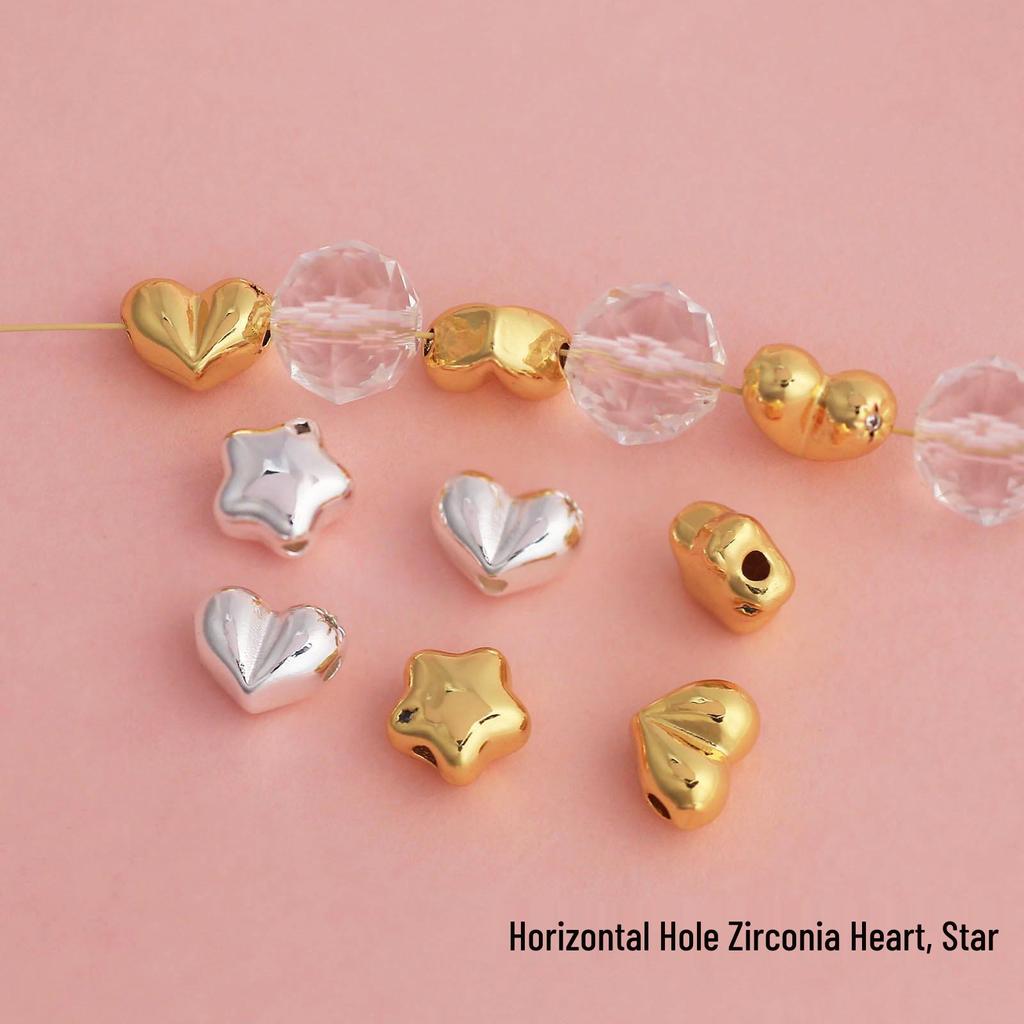 18K Gold Zirkon Stern Herz Pfirsich Po Spacer Perlen für DIY Schmuck