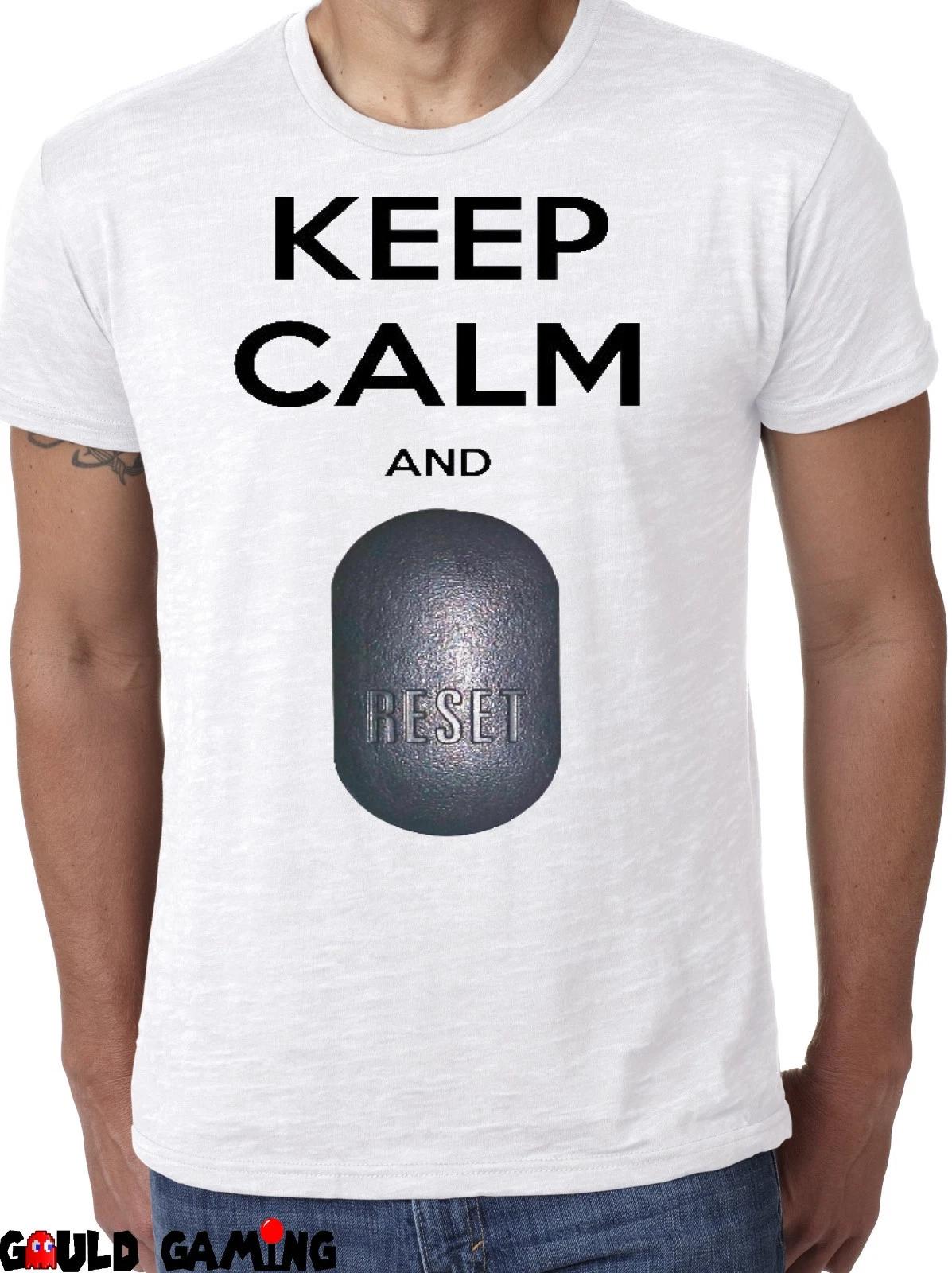 Keep Calm And Reset T-Shirt Mens Unisex Cotton Adult Sizes Mario Retro N64 New XL
