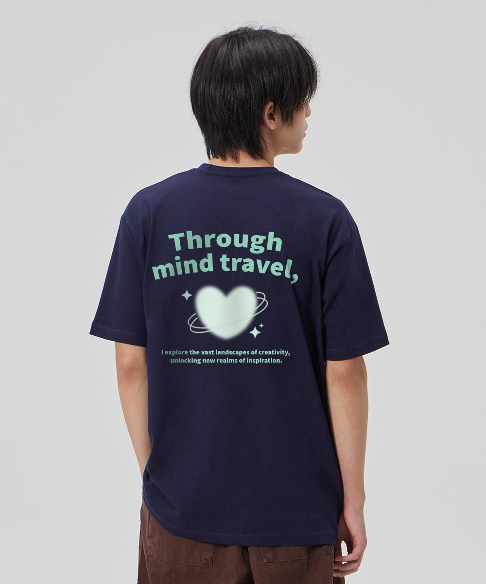 Astral Projection [Through Mind Travel] Cotton Loose Fit Short Sleeve T-Shirt_Space Navy L