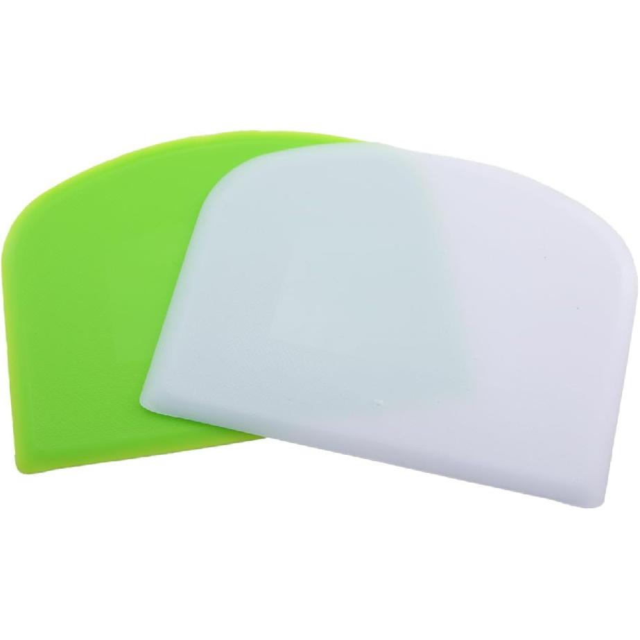 4PCS 4.5x3.5inch Green and White Benchtop Scraper Kitchen Baking Pastry Dough Cutting Gadget Ladder Multifunctional Scraper Food Scraper