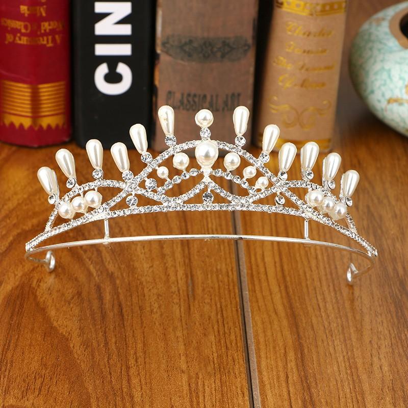 Große Krone Braut Hochzeit Kopfschmuck Haarschmuck Prinzessin Perlenstirnband Hochzeitskleid Accessoires