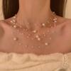 Elegant White Pearl Necklace Women's Clavicle Chain 2025 Chain High-End Sweater Multi-Layer New Q1R0